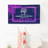 Neon Lights Palm Beach Nacht Party Verjaardag Spandoek (Insitu)