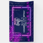 Neon Lights Palm Beach Nacht Party Verjaardag Spandoek (Verticaal)
