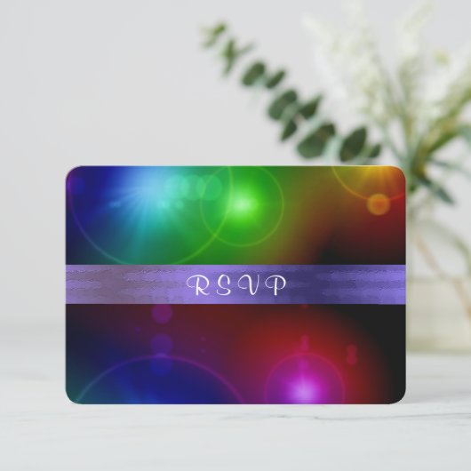 Neon Lights, reactiekaart RSVP Kaartje (Staand voorkant)