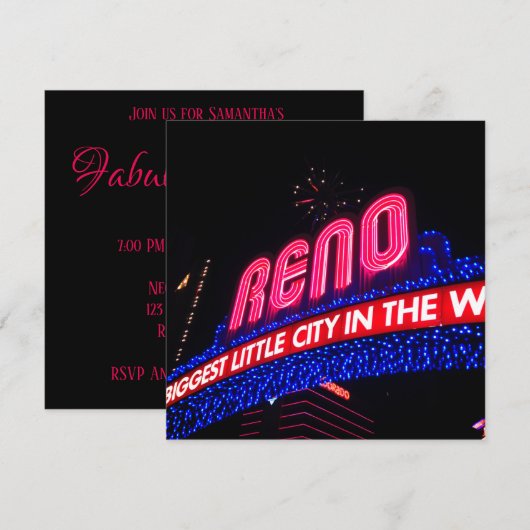 Neon Lights Reno Arch Foto Fabulous & Forty Kaart (Voorkant / Achterkant)