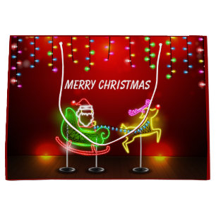 Neon Lights Santa en Rudolph Large Cadeautasje