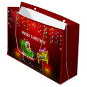 Neon Lights Santa en Rudolph Large Cadeautasje (Voorkant Gekanteld)