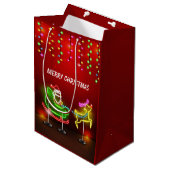 Neon Lights Santa en Rudolph Medium Cadeauzakje (Voorkant Gekanteld)
