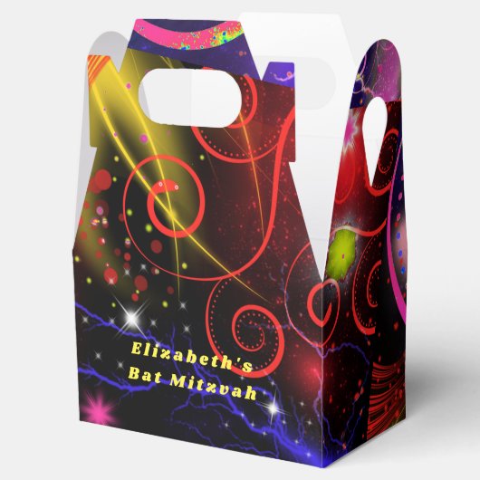 Neon Lights Spiralen Starbursts Kleurrijk Bedankdoosjes (Geopend)