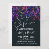 Neon Lights Surprise Birthday Party Kaart (Voorkant)