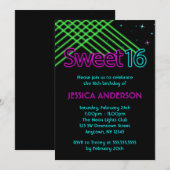 Neon Lights Sweet 16 Birthday Party Kaart (Voorkant / Achterkant)