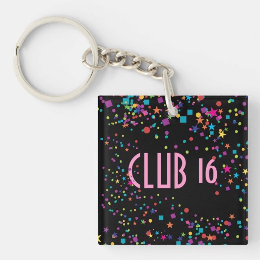 Neon Lights Sweet 16 Club Party Favor Sleutelhange Sleutelhanger (voorkant)