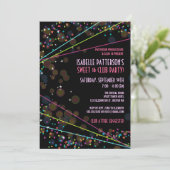 Neon Lights Sweet 16 Club Party Invitation Kaart (Staand voorkant)