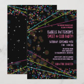 Neon Lights Sweet 16 Club Party Invitation Kaart (Voorkant / Achterkant)
