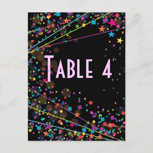 Neon Lights Sweet 16 Club Party Tafelnummer Kaart (Voorkant)