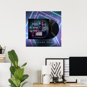 Neon Lights Vinyl Record Poster