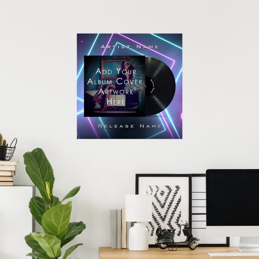  Neon Lights Vinyl Record Poster (Thuiskantoor)