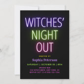 Neon Lights Witches 'Night Out Halloween Party Kaart (Voorkant)