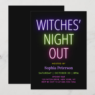 Neon Lights Witches 'Night Out Halloween Party Kaart