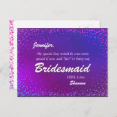 Neon Lights - Word jij mijn bruidsmeisje? Uitnodiging Briefkaart (Voorkant / Achterkant)