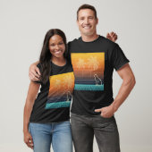 Neon Lijn Kunst Kat & Palmen T-shirt (Unisex)