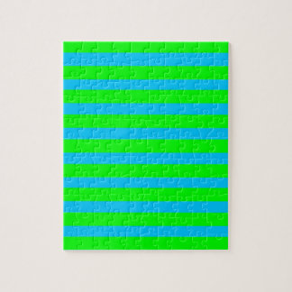 Neon Lime Green en Blauwgroen blauwe strepen Legpuzzel