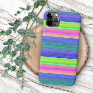 Neon Lime Green Hot Pink Blue Stripes Art Pattern Case-Mate iPhone Case