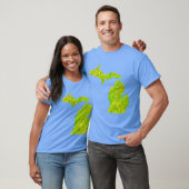 Neon Lime Green Paint Splatter Michigan Silhouette T-shirt (Unisex)