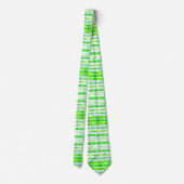 Neon Lime Green Striped Stropdas (Achterkant)