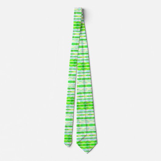 Neon Lime Green Striped Stropdas (Achterkant)