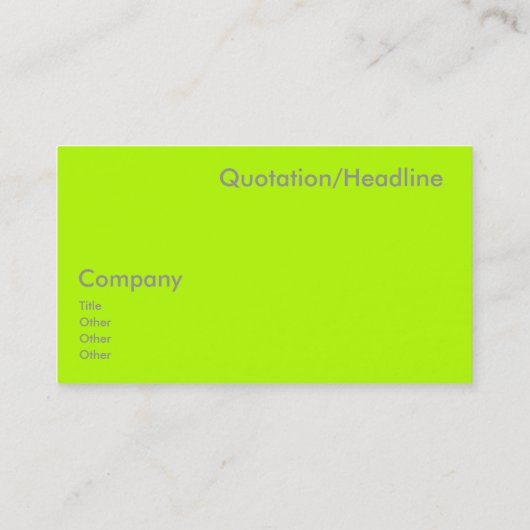 Neon Lime  Green Visitekaartje (Achterkant)