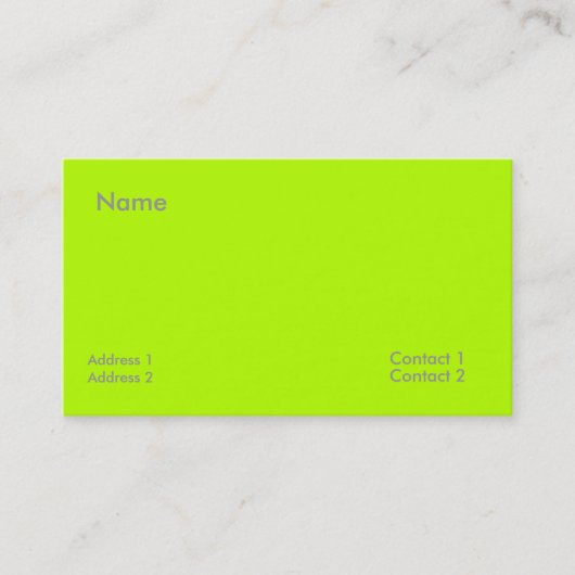 Neon Lime  Green Visitekaartje (Voorkant)