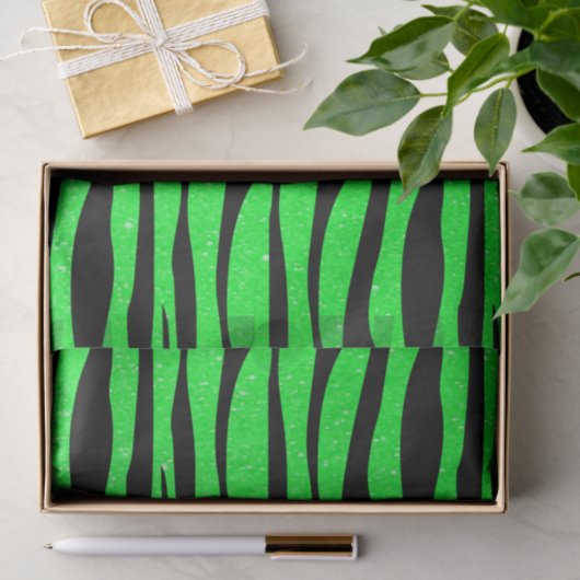 Neon Lime Green Zebra Animal Print Tissuepapier (Geschenk)