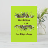 Neon lime groene Scandinavische krans kerstkaart (Staand voorkant)