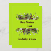 Neon lime groene Scandinavische krans kerstkaart (Voorkant / Achterkant)