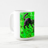 Neon Lime Kitten Kunst Koffiemok (Voorkant links)
