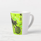 Neon Lime Zwarte Kat Latte Mok (Rechterhoek)