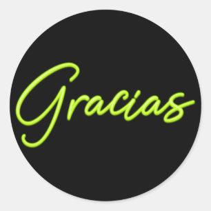 Neon Limegroene Gloed Spaanse Gracias Dank je wel Ronde Sticker
