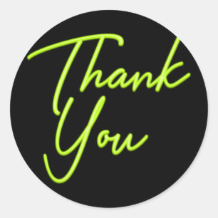 Neon Limegroene Glow Thank You Ronde Sticker