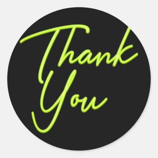 Neon Limegroene Glow Thank You Ronde Sticker (Voorkant)