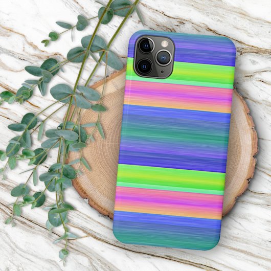 Neon Limegroene Roze Blauwe Strepen Kunstpatroon Case-Mate iPhone Case