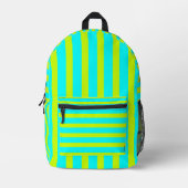 Neon Limoen Geel en Neon Cyan Cool Striped Bedrukte Rugzak (Voorkant)