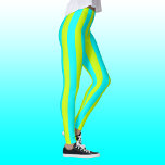 Neon Limoen Geel en Neon Cyan Cool Striped Leggings<br><div class="desc">Neon Limoen Geel en Neon Cyaan Koel  Gestreept</div>