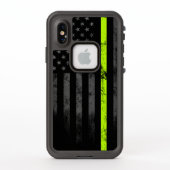 Neon Line Road Workers American Flag iPhone Case (Achterkant)