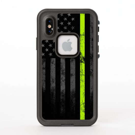 Neon Line Road Workers American Flag iPhone Case (Achterkant)
