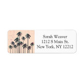 Neon Lined Black Palm Trees on Peach Horizon Etiket (Voorkant)