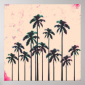 Neon Lined Black Palm Trees on Peach Horizon Poster (Voorkant)