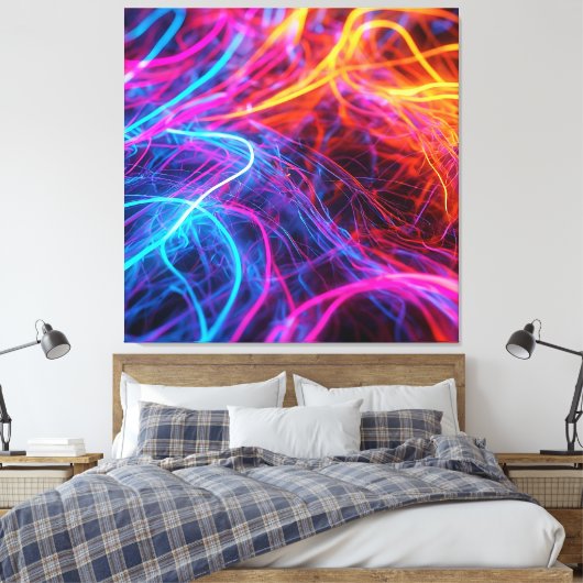 Neon Lines Canvas Afdruk (Insitu (Slaapkamer))