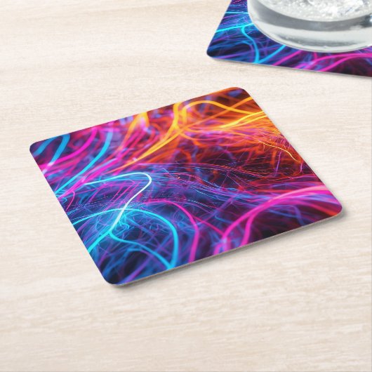 Neon Lines Kartonnen Onderzetters (Schuin)