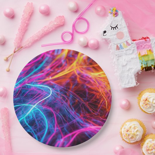 Neon Lines Papieren Bordje (Feest)