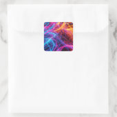 Neon Lines Vierkante Sticker (Tas)