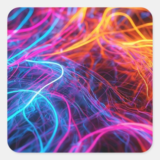 Neon Lines Vierkante Sticker (Voorkant)