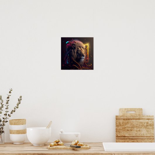 Neon Lion - Motivatie graffiti Style Realism Ca Poster (Keuken)