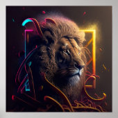 Neon Lion - Motivatie graffiti Style Realism Ca Poster (Voorkant)