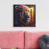 Neon Lion - Motivatie graffiti Style Realism Canvas Afdruk (Insitu (Woonkamer))